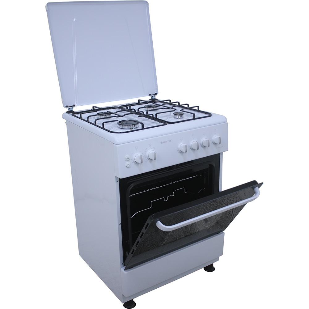 Aragaz VORTEX VAG6060WH03K, 4 arzatoare, Gaz, L 60 cm, Grill, alb
