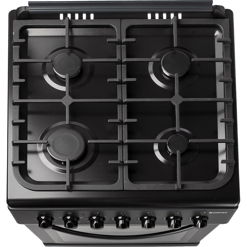 Aragaz VORTEX VAM6060BK02K, 4 arzatoare, Gaz + Electric, L 60 cm, Grill, negru