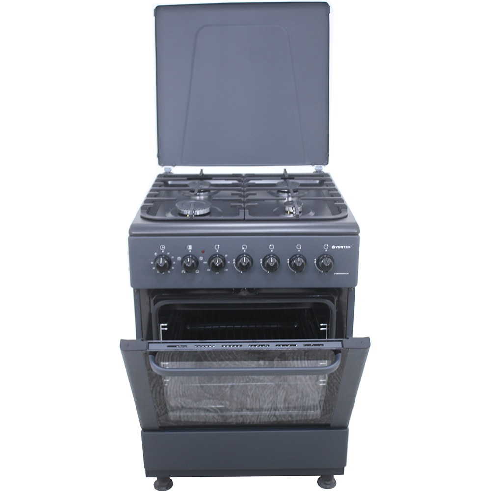 Aragaz VORTEX VAM6060BK03K, 4 arzatoare, Gaz + Electric, L 60 cm, Grill, antracit