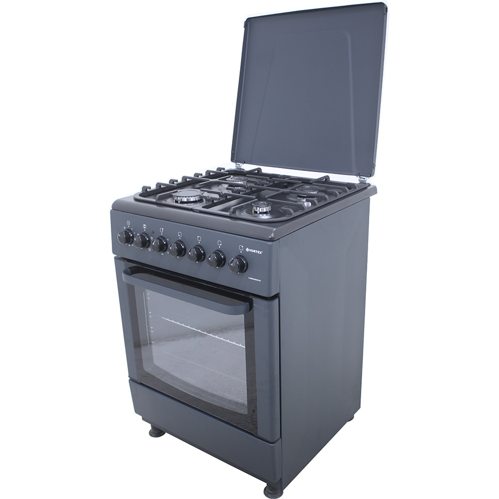 Aragaz VORTEX VAM6060BK03K, 4 arzatoare, Gaz + Electric, L 60 cm, Grill, antracit