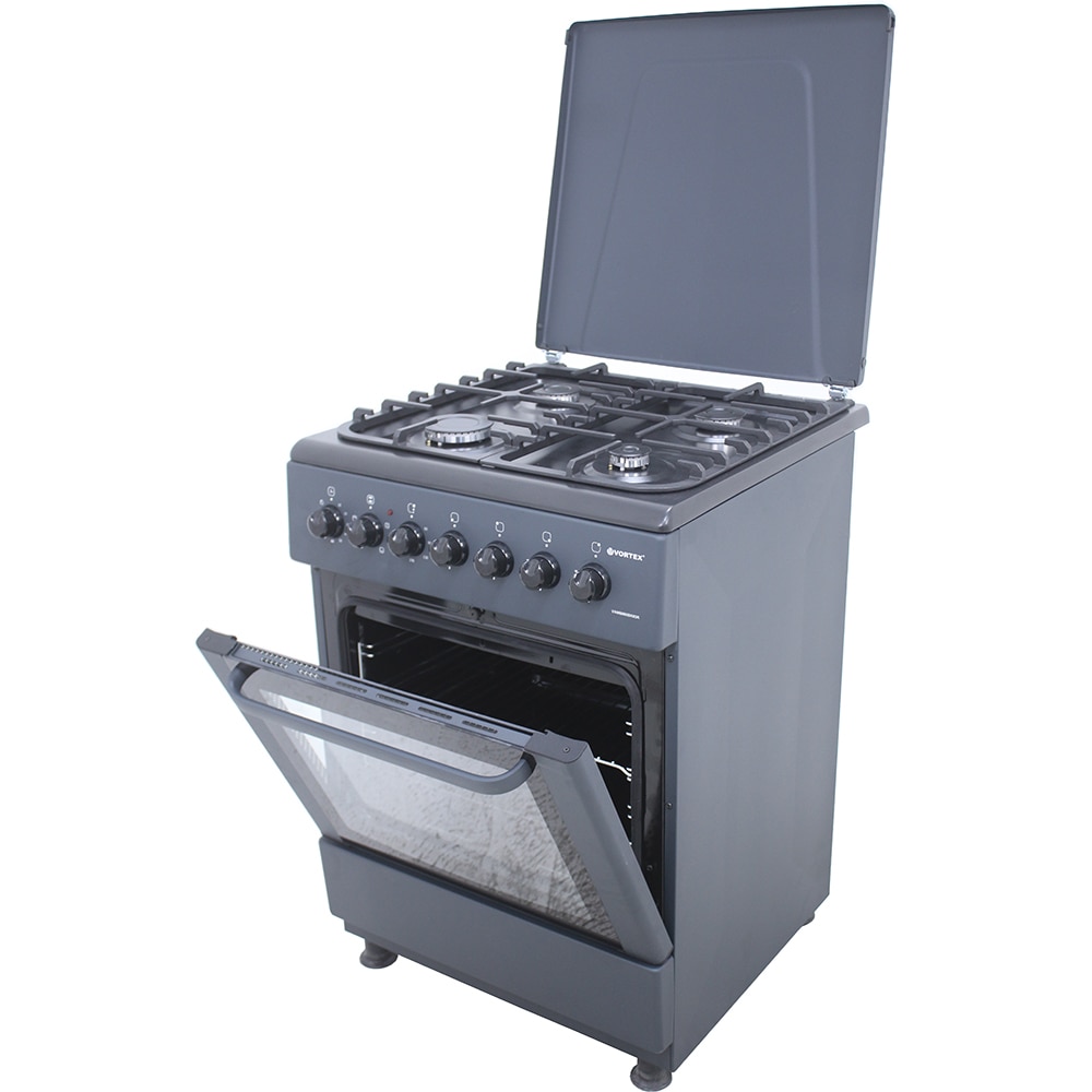 Aragaz VORTEX VAM6060BK03K, 4 arzatoare, Gaz + Electric, L 60 cm, Grill, antracit