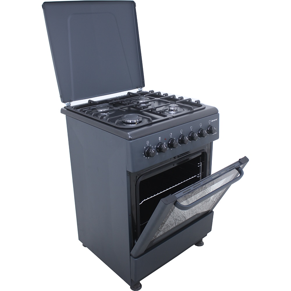 Aragaz VORTEX VAM6060BK03K, 4 arzatoare, Gaz + Electric, L 60 cm, Grill, antracit