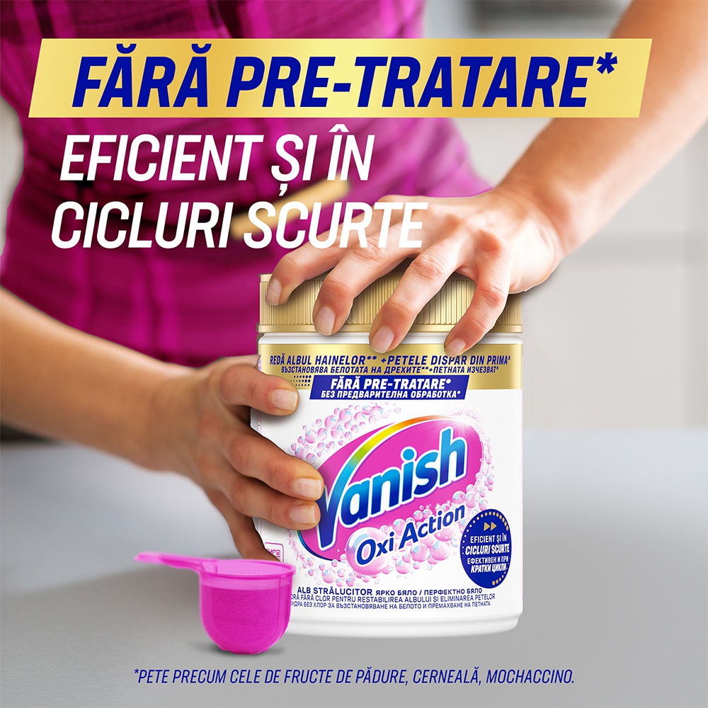 Pudra pentru indepartarea petelor VANISH Oxi Action, haine albe, 470g