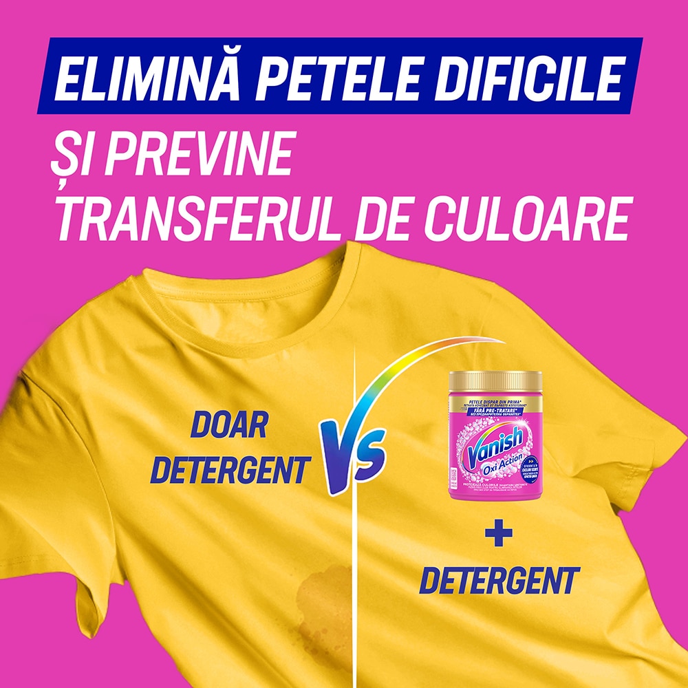 Pudra pentru indepartarea petelor VANISH Oxi Action, haine colorate, 470g