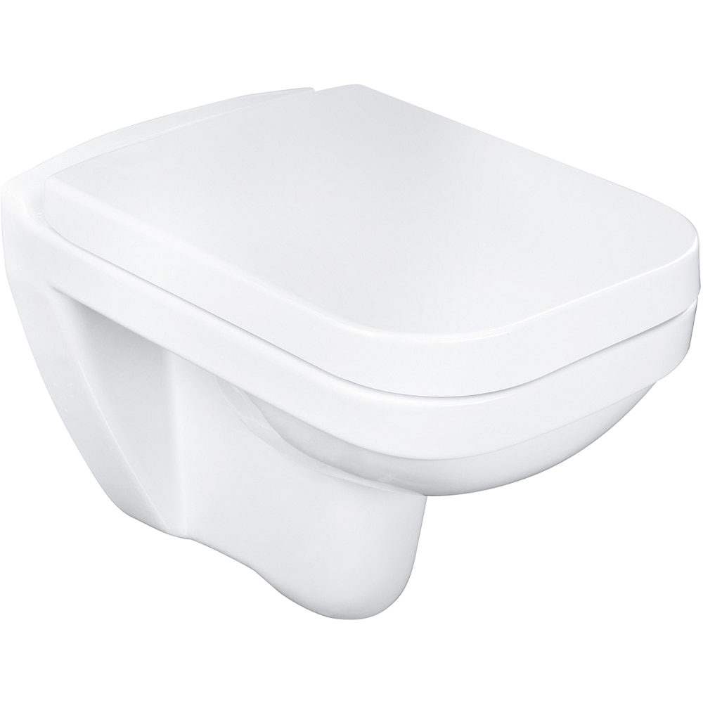 Set vas WC GROHE Solido 39552000, montaj suspendat, evacuare orizontala, cu capac, alb