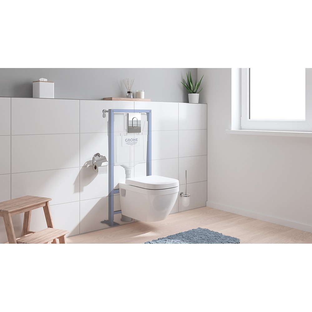 Set vas WC GROHE Euro Ceramic 39697000, montaj suspendat, evacuare orizontala, cu capac, alb