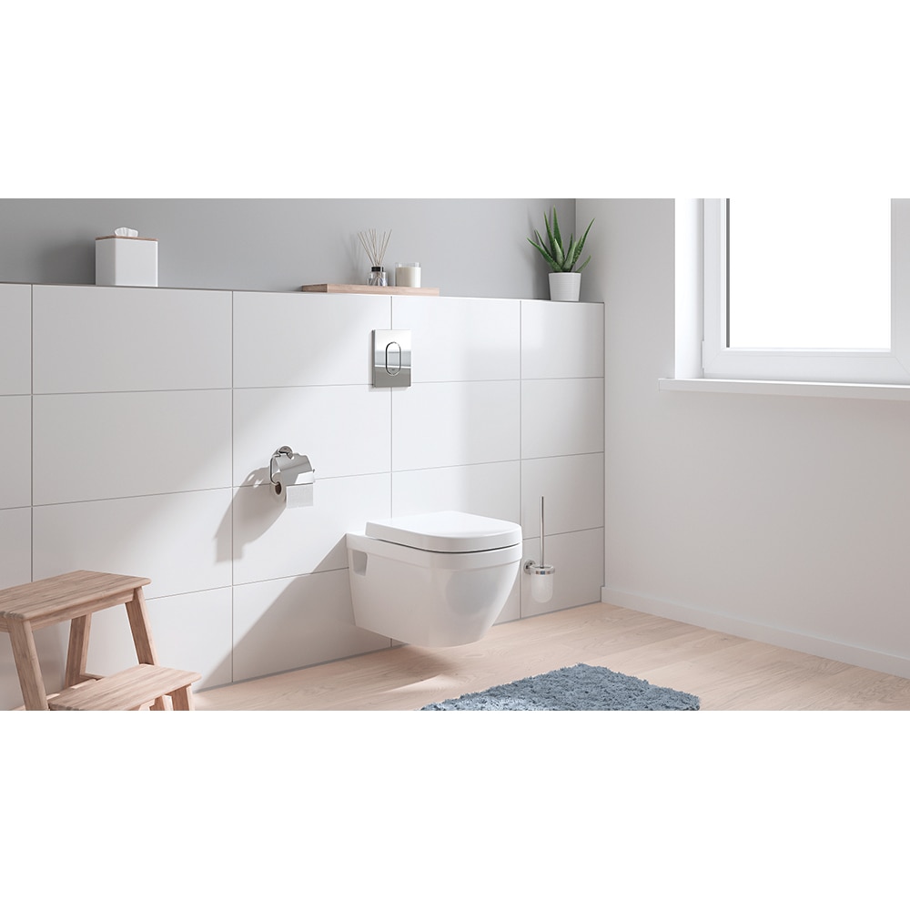 Set vas WC GROHE Euro Ceramic 39697000, montaj suspendat, evacuare orizontala, cu capac, alb
