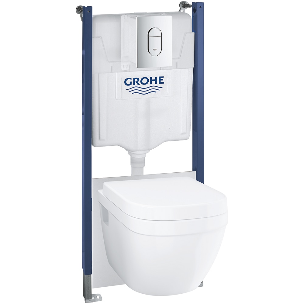 Set vas WC GROHE Euro Ceramic 39700000, montaj suspendat, evacuare orizontala, cu capac, alb