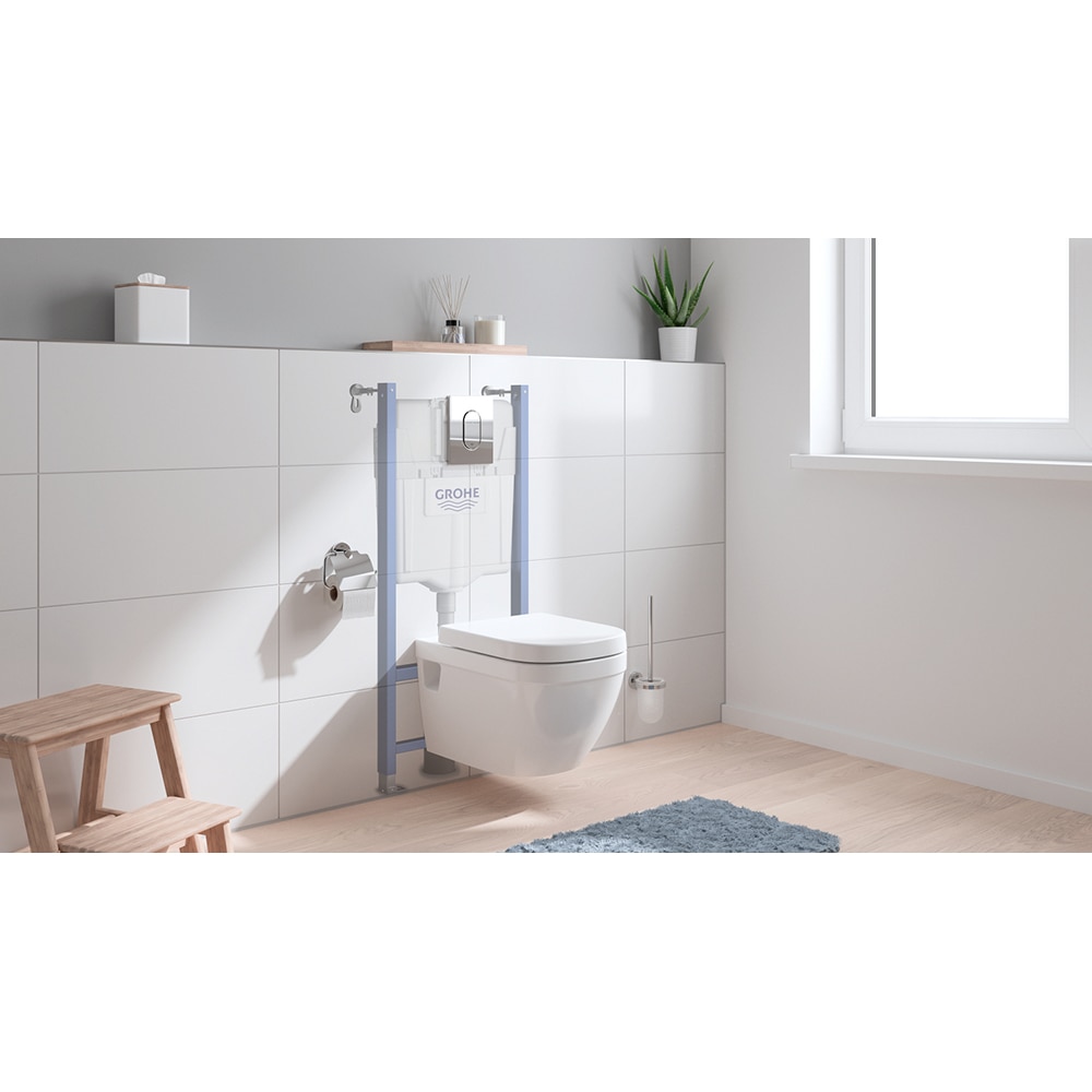 Set vas WC GROHE Euro Ceramic 39700000, montaj suspendat, evacuare orizontala, cu capac, alb