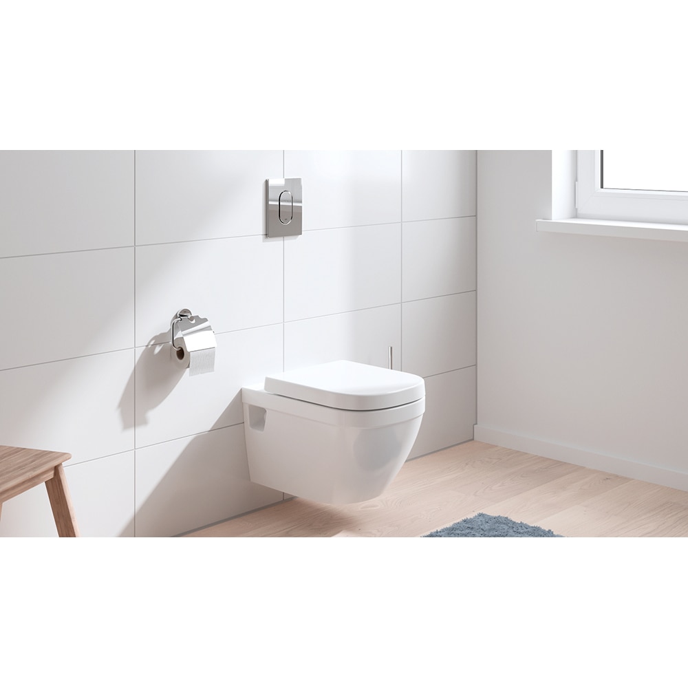Set vas WC GROHE Solido 39701000, montaj suspendat, evacuare orizontala, cu capac, alb