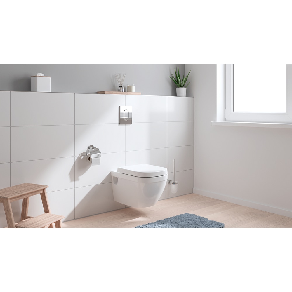Set vas WC GROHE Solido 39701000, montaj suspendat, evacuare orizontala, cu capac, alb