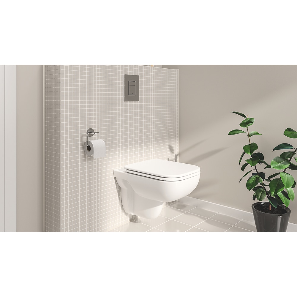 Set vas WC GROHE Solido Edge 39817000, montaj suspendat, evacuare orizontala, cu capac, alb