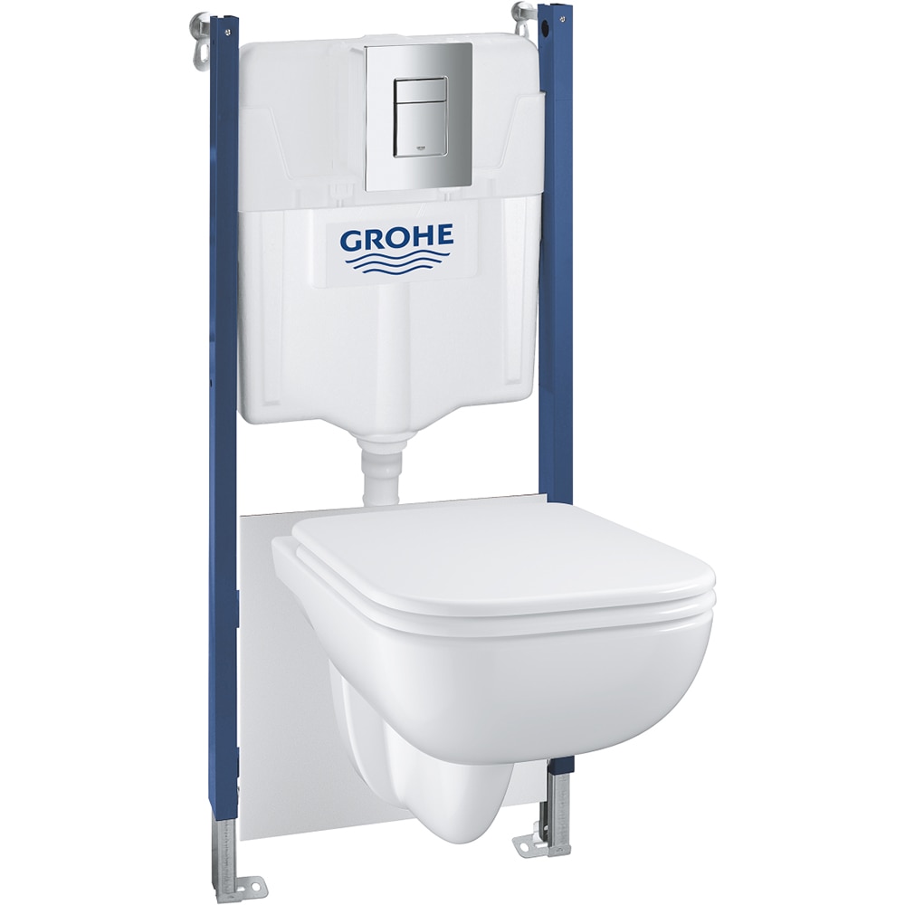 Set vas WC GROHE StartEdge 39818000, montaj suspendat, evacuare orizontala, cu capac, alb