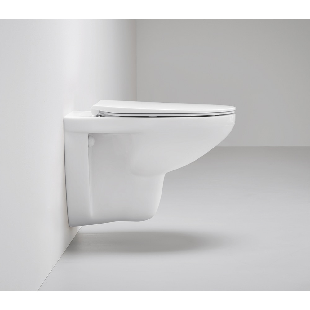 Vas WC GROHE Bau Ceramic 39899000, montaj suspendat, evacuare orizontala, cu capac, alb