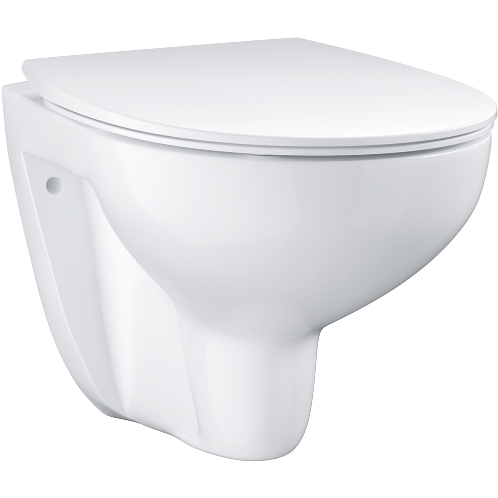 Vas WC GROHE Bau Ceramic 39899000, montaj suspendat, evacuare orizontala, cu capac, alb