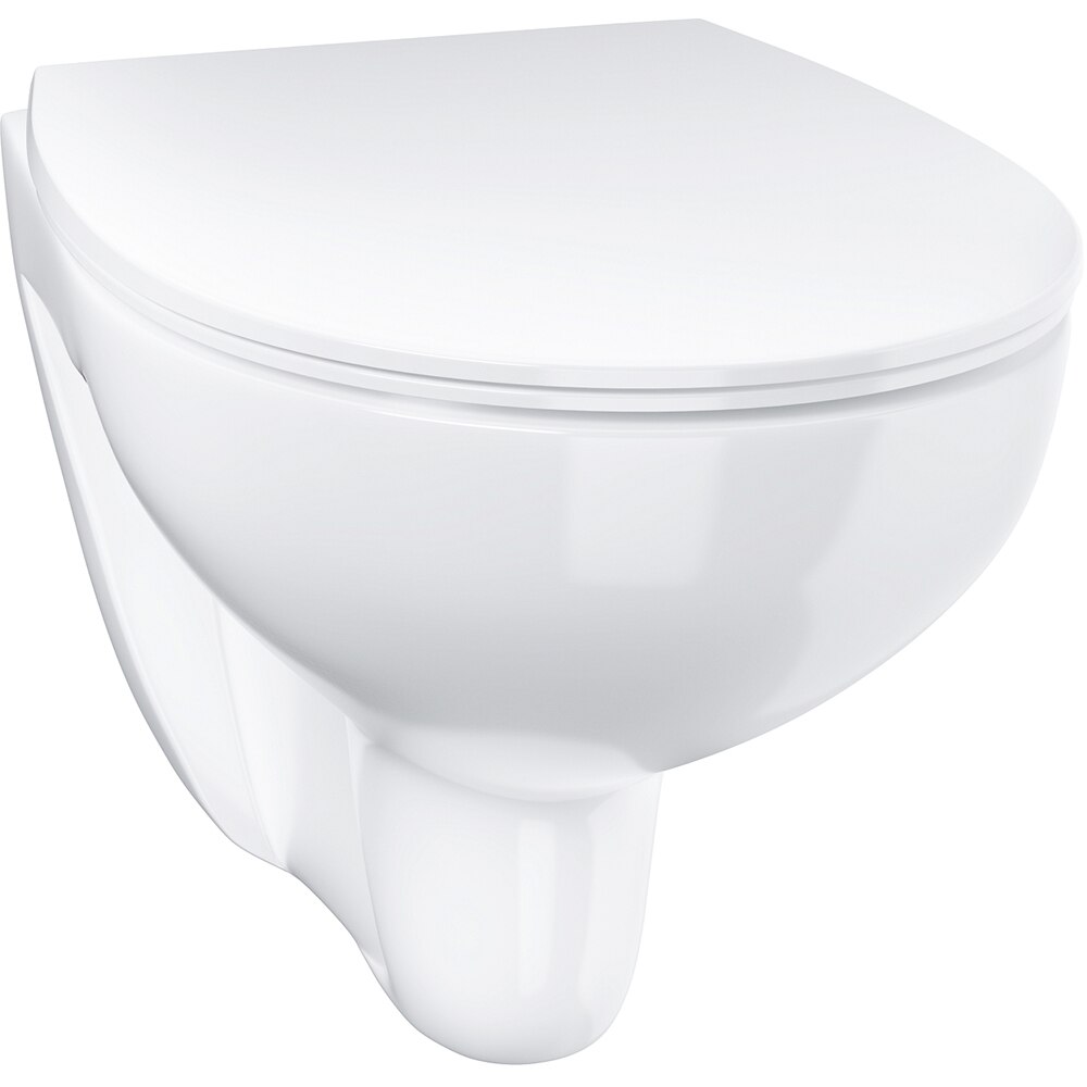Vas WC GROHE Bau Ceramic 39899000, montaj suspendat, evacuare orizontala, cu capac, alb