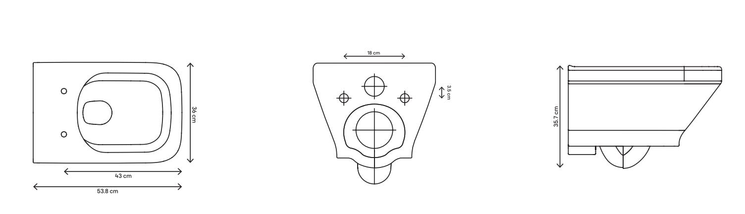 Vas WC suspendat GOODHOME Teesta, ceramica, 36.5 x 54.5 x 36 cm, capac SoftClose, alb