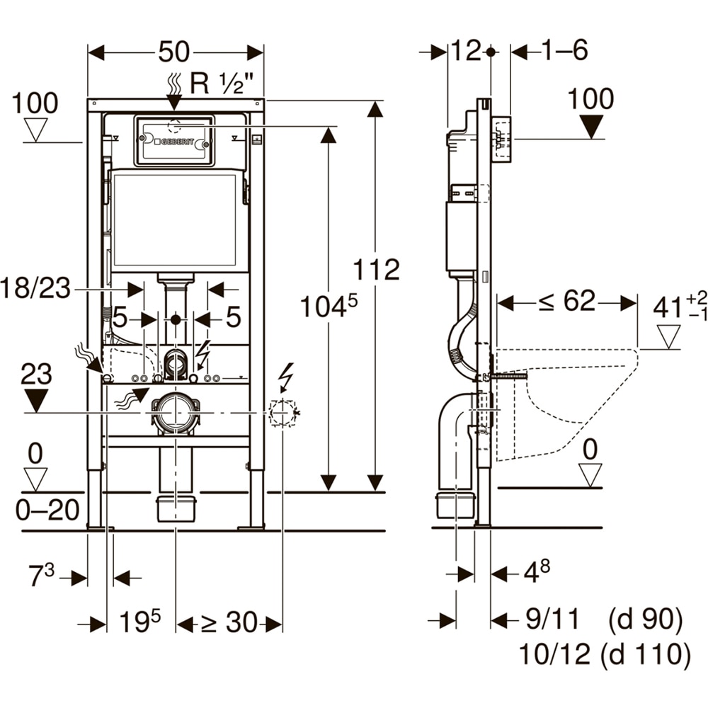 Set rezervor WC incastrat GEBERIT Duofix+ Delta 50 458.128.21.1, 6l