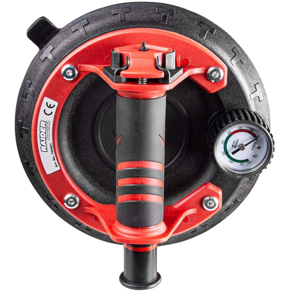 Ventuza cu pompa de vid si manometru RAIDER, 205 mm 168 Kg