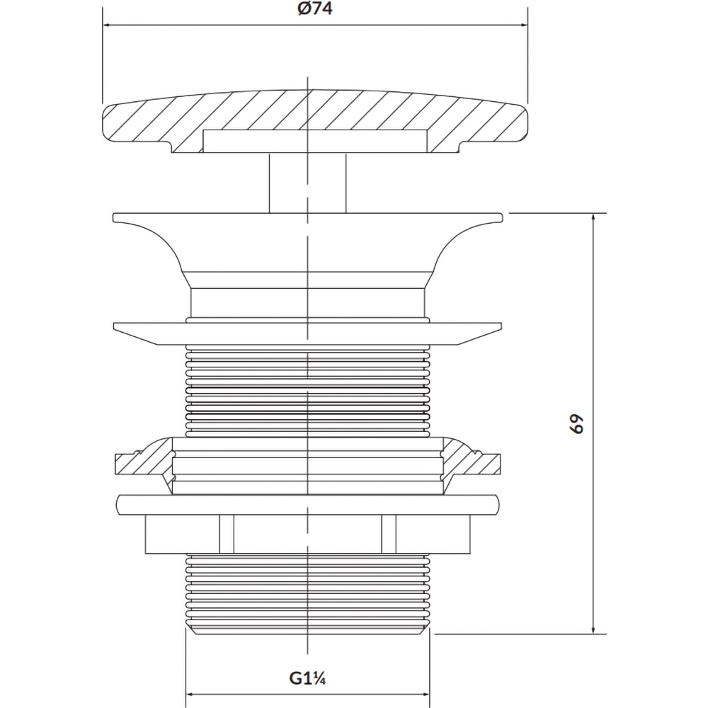Ventil lavoar fara preaplin CERSANIT Larga K677-093, ceramica, 1 1/4", bej