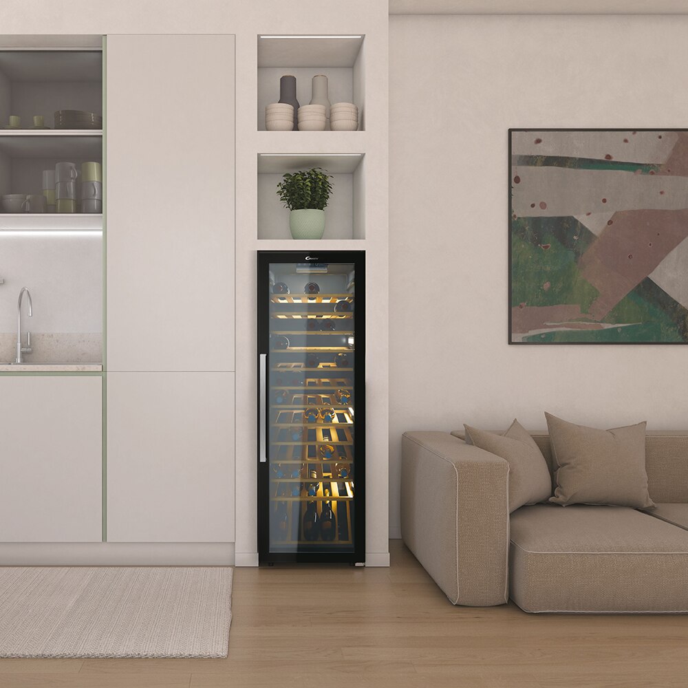Racitor de vinuri CANDY CWC 200 EELW/NF, 81 sticle, H 146 cm, Clasa G, Wi-Fi, negru