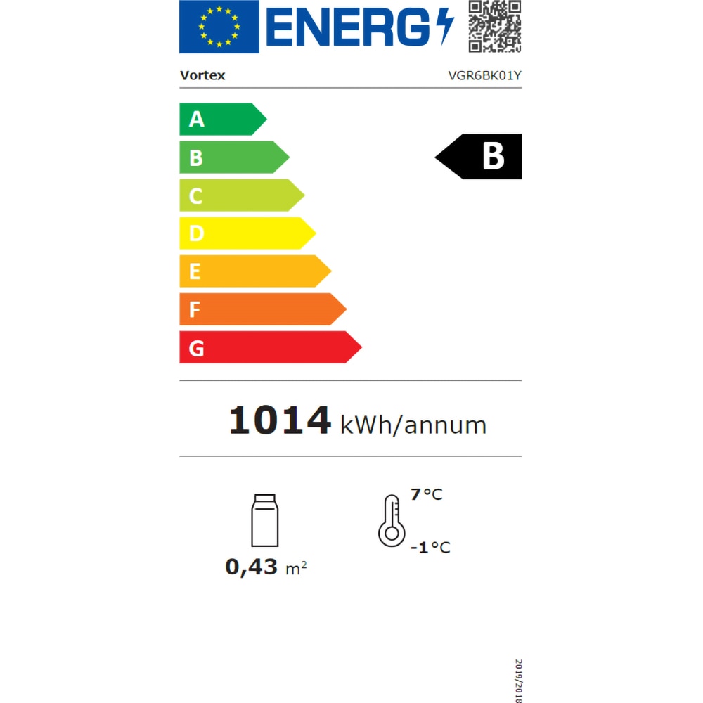 Vitrina frigorifica profesionala VORTEX VGR6BK01Y, 58 l, H 81 cm, negru