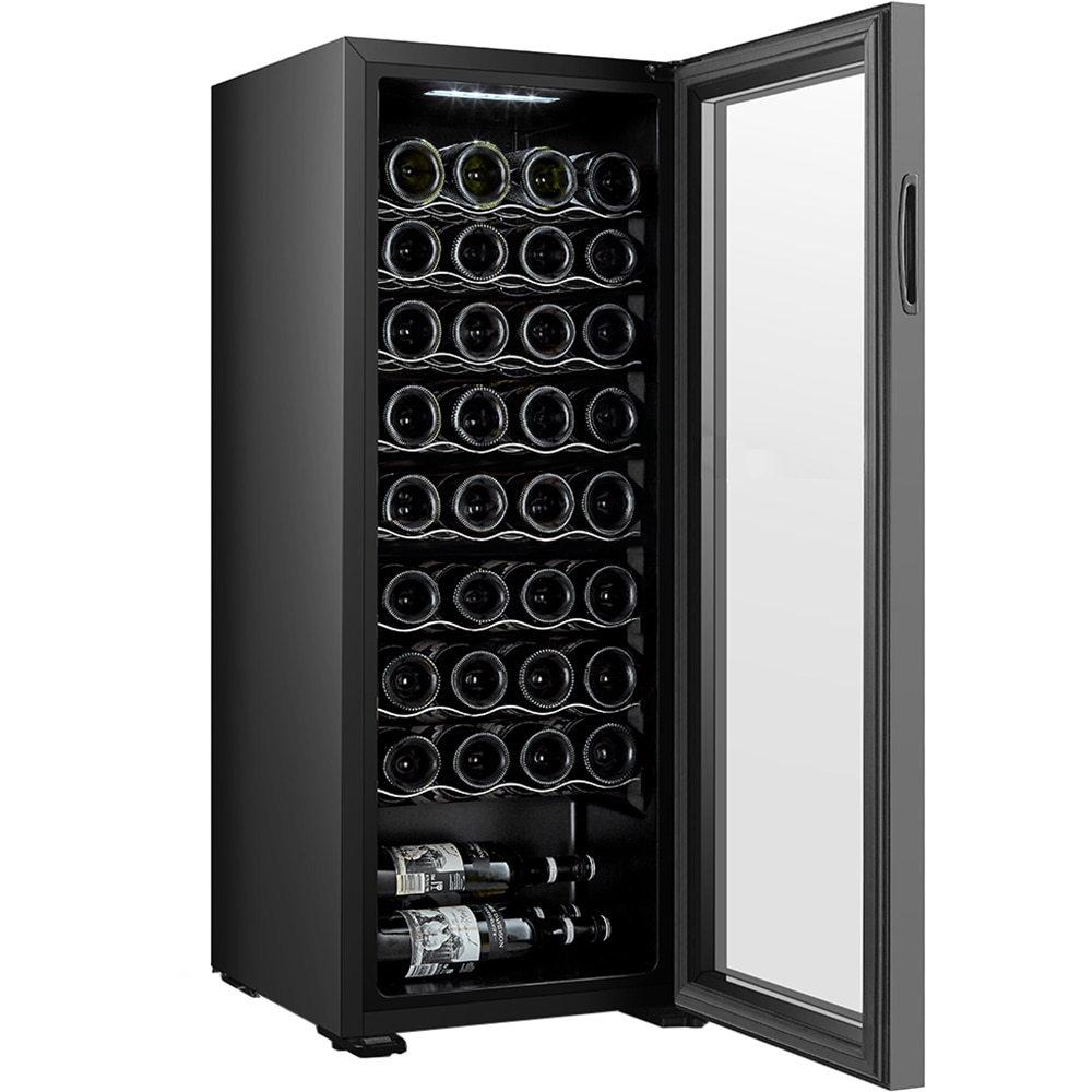 Racitor de vinuri VORTEX VWC10NBK01D, 36 sticle, H 110 cm, Clasa G, negru