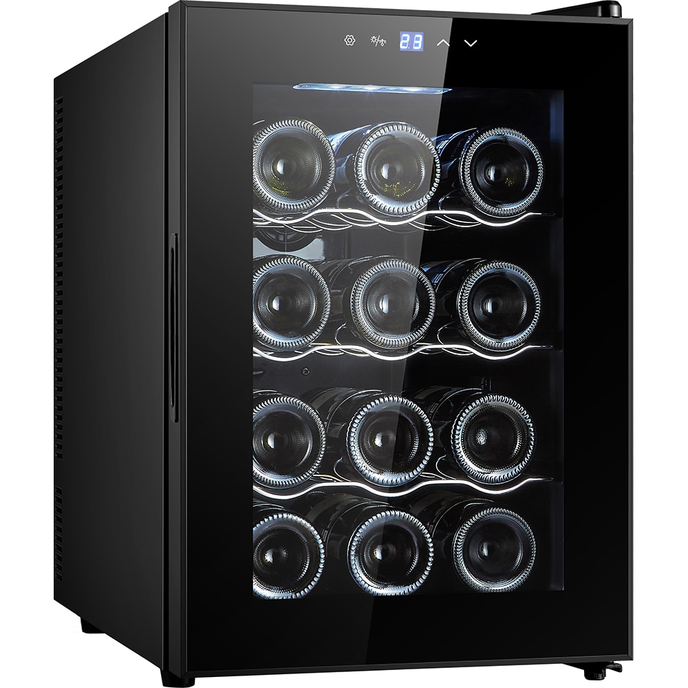 Racitor de vinuri VORTEX VWC4NBK02D, 12 sticle, H 53 cm, Clasa F, negru