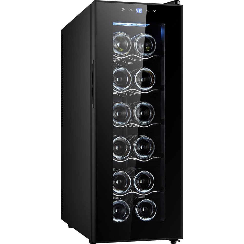 Racitor de vinuri VORTEX VWC4NBK03D, 12 sticle, H 74 cm, Clasa F, negru