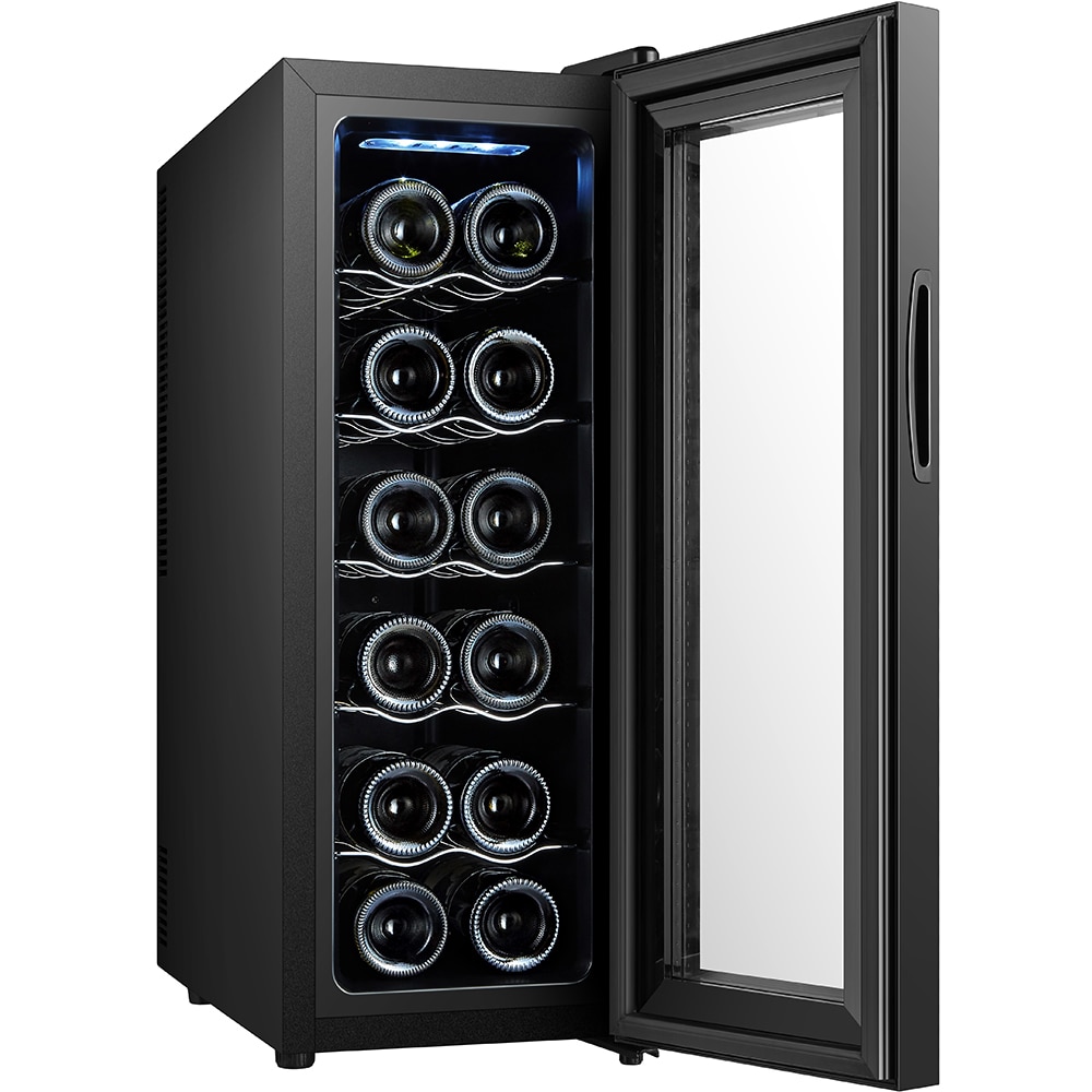 Racitor de vinuri VORTEX VWC4NBK03D, 12 sticle, H 74 cm, Clasa F, negru