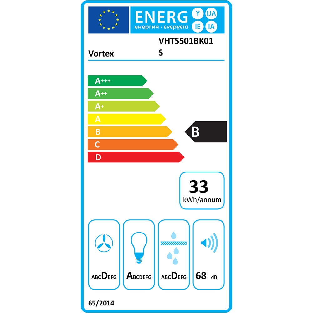 Hota traditionala VORTEX VHTS501BK01S, 1 motor, 214 m3/h, L 50 cm, negru
