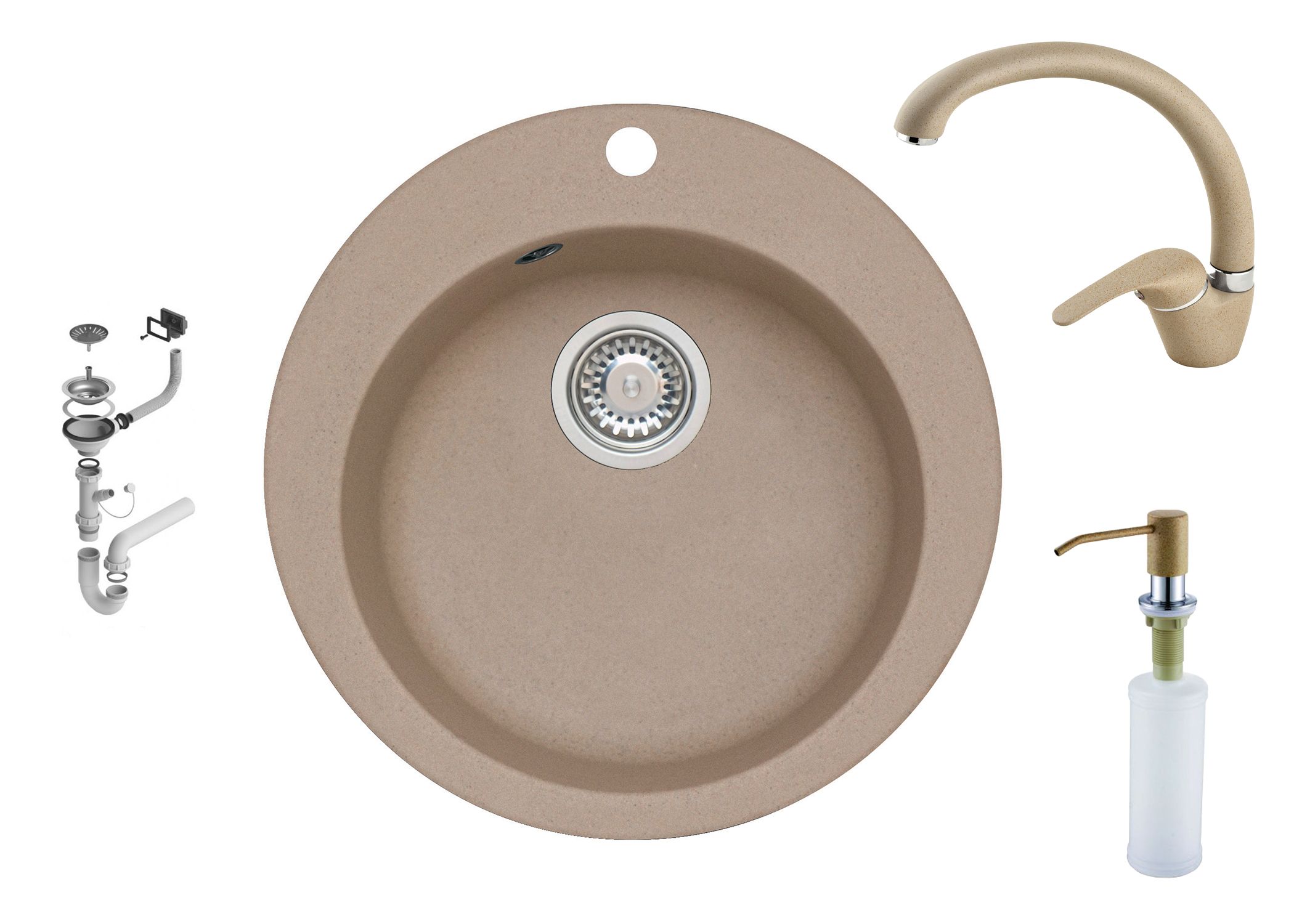 Set chiuveta si baterie compozit, bej  Victoria Alveus