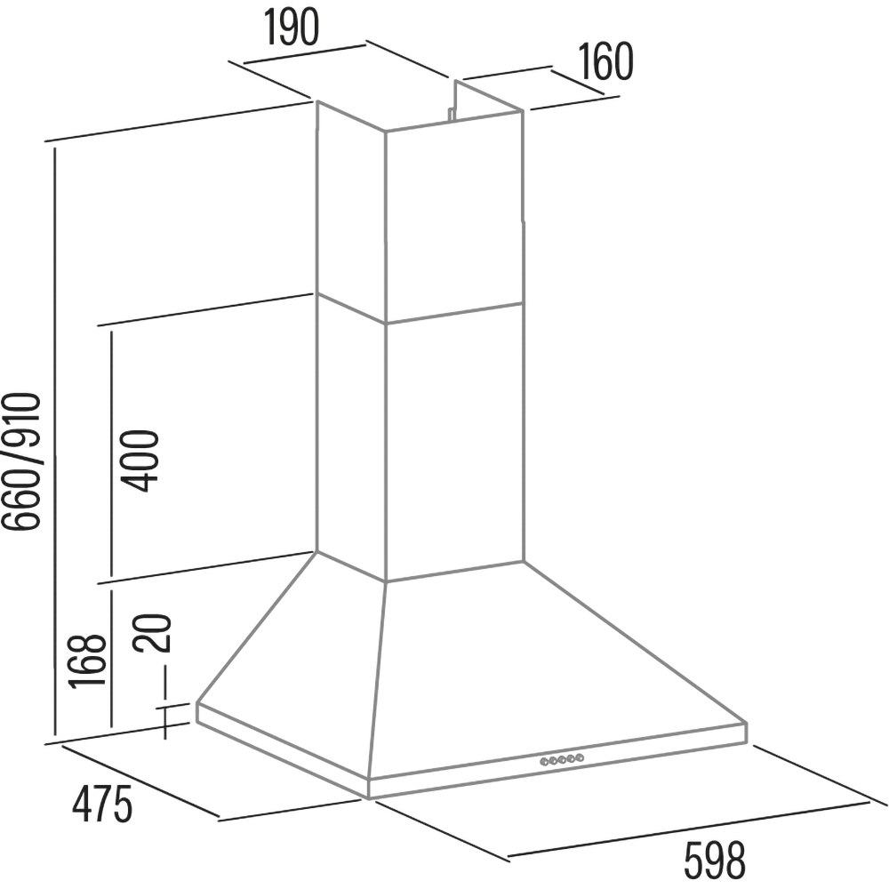 Hota decorativa CATA VK 6000 X, 1 motor, 395 m3/h, L 60 cm, inox