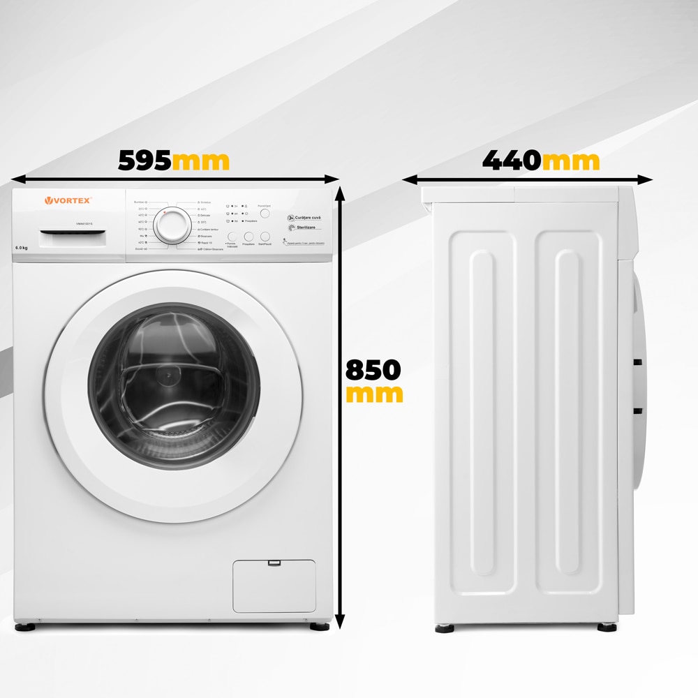 Masina de spalat rufe frontala VORTEX VMA61001S, 6 kg, 1000rpm, Clasa E, alb