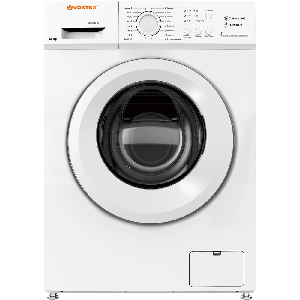 Masina de spalat rufe frontala VORTEX VMA81201S, 8 kg, 1200 rpm, Clasa E, alb