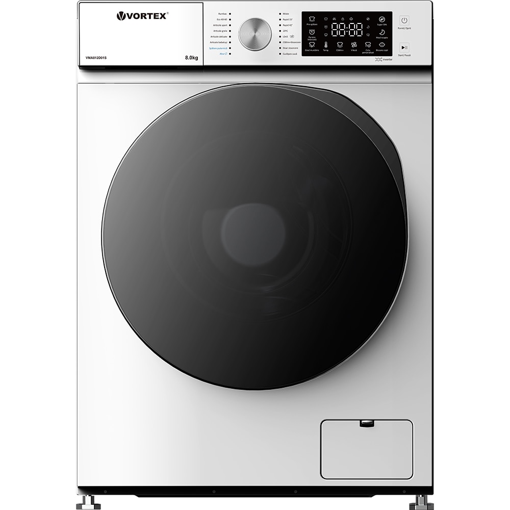 Masina de spalat rufe frontala slim VORTEX VMA812D01S, 8 kg, 1200rpm, Clasa A, alb