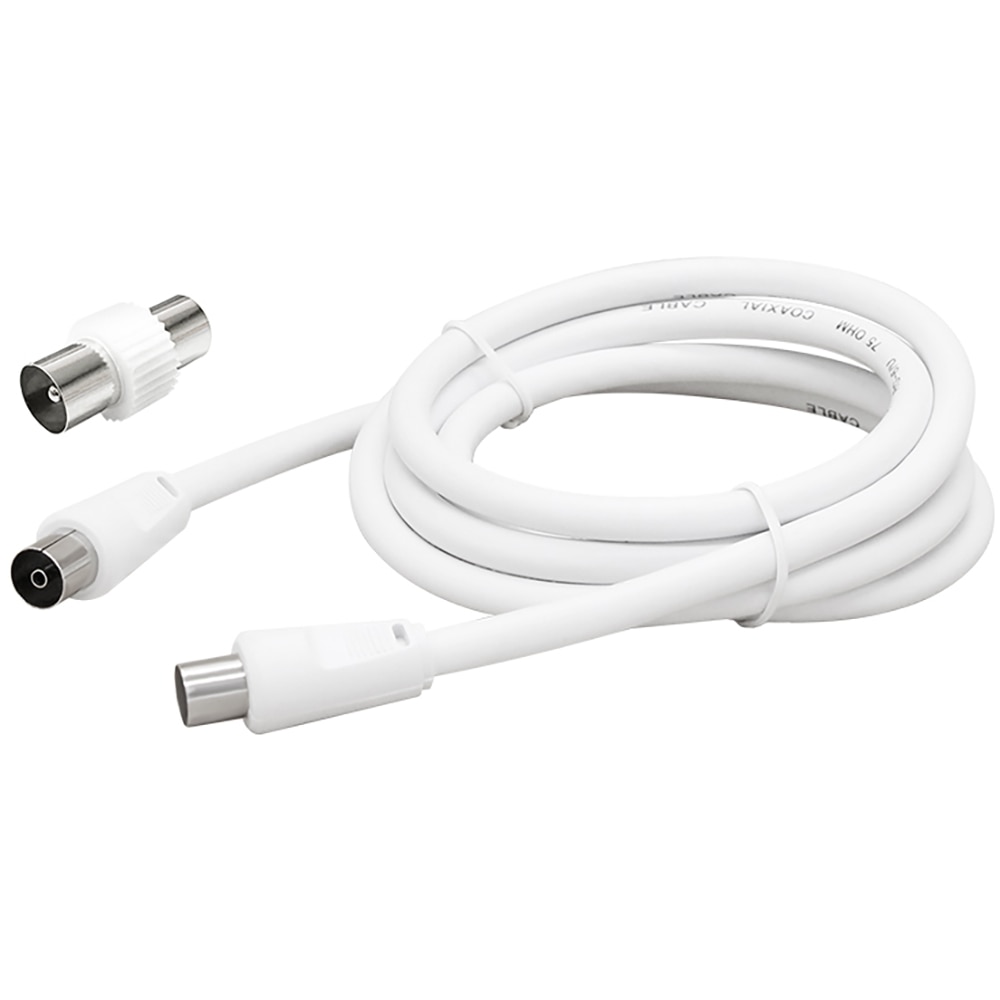 Cablu antena coaxial VORTEX VO2842, 1.5m, alb + Adaptor