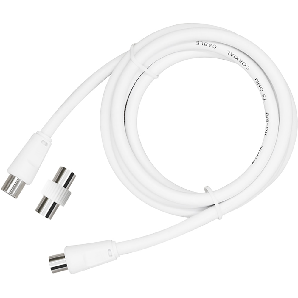 Cablu antena coaxial VORTEX VO2842, 1.5m, alb + Adaptor