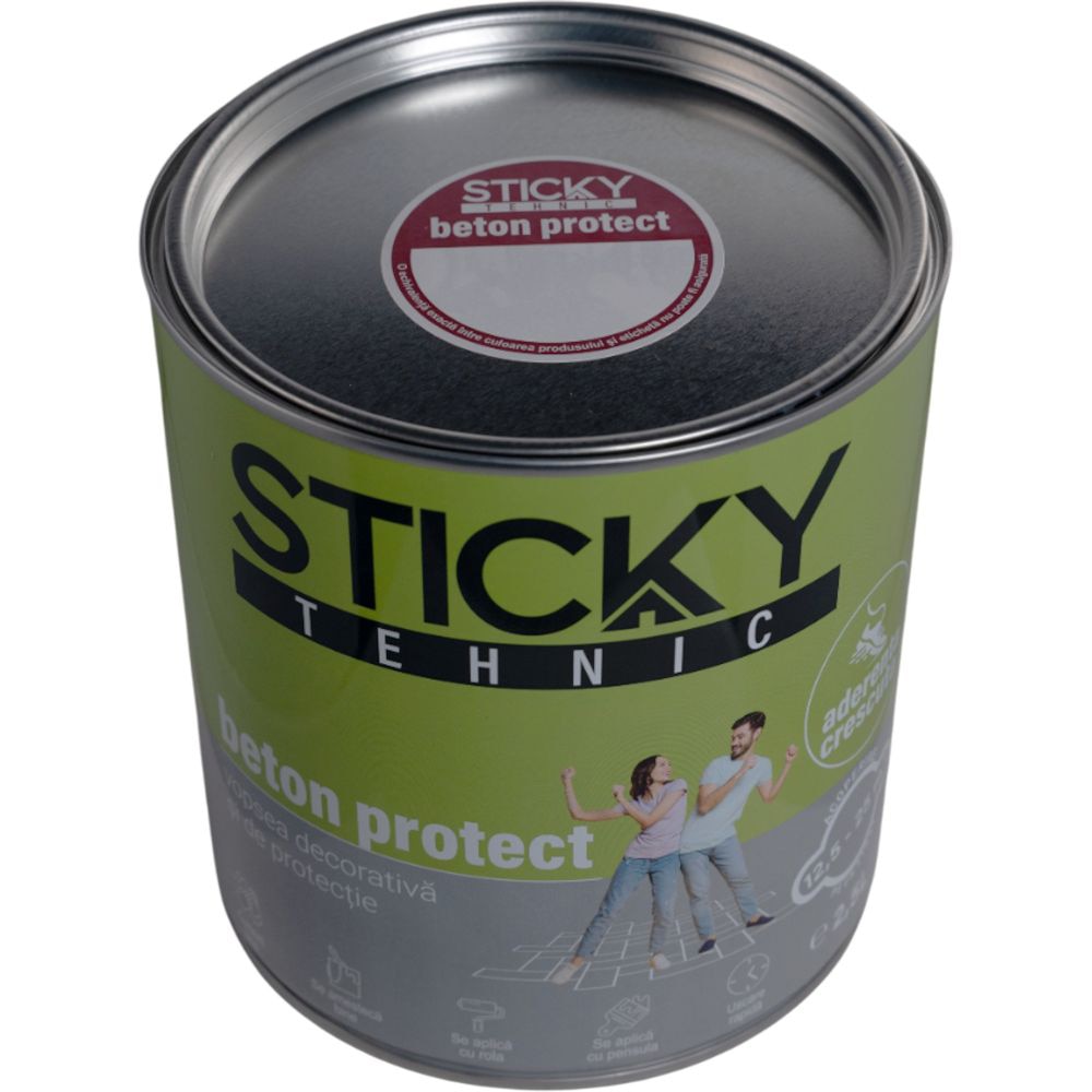 Vopsea beton interior/exterior Sticky Tehnic, pe baza de solvent, maro roscat, 2.5 l