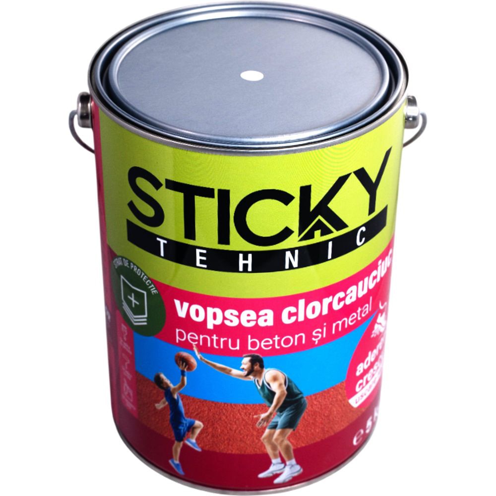 Vopsea clorcauciuc interior/exterior Sticky Tehnic, pe baza de solvent, alb, 5 kg