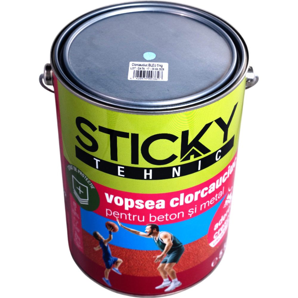 Vopsea clorcauciuc interior/exterior Sticky Tehnic, pe baza de solvent, bleu, 5 kg