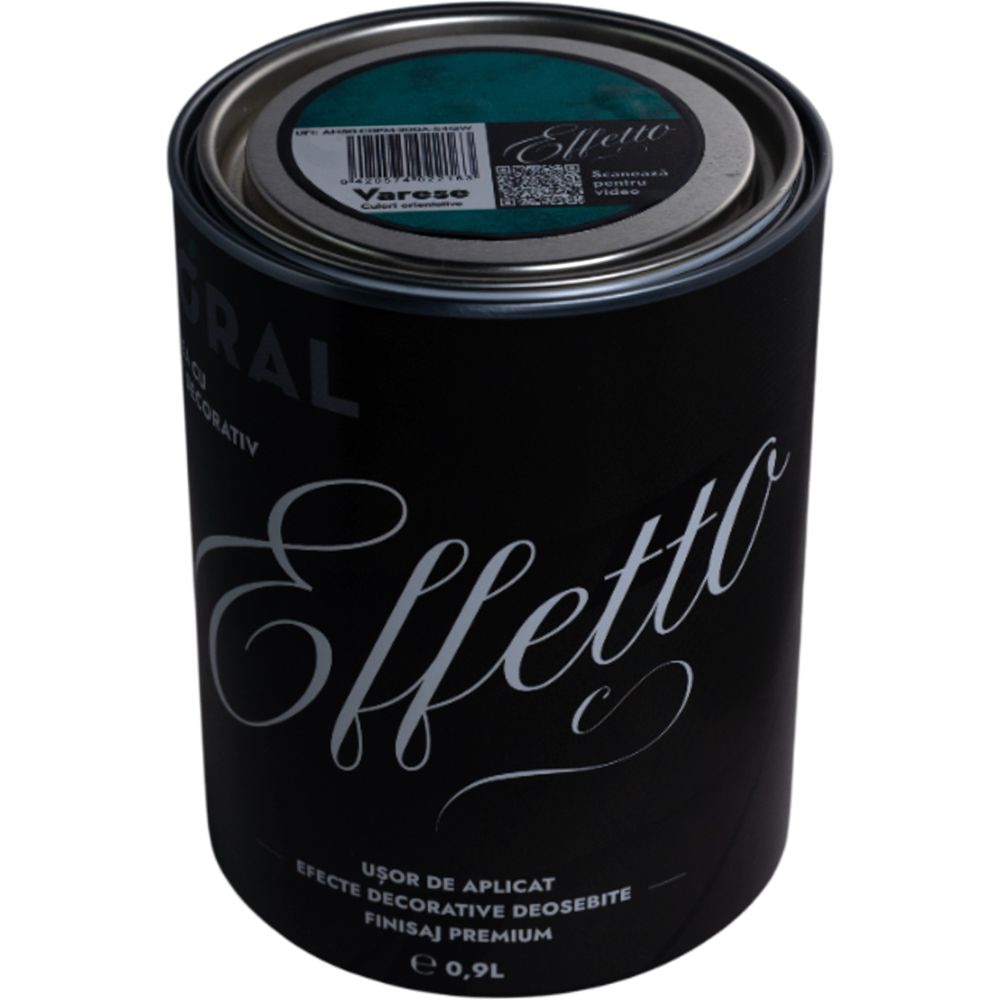 Vopsea decorativa interior Coral Effetto, pe baza de apa, varese, 0.9 l