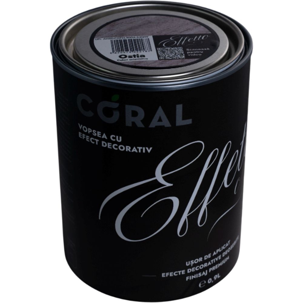 Vopsea decorativa interior Coral Effetto, pe baza de apa, ostia, 0.9 l