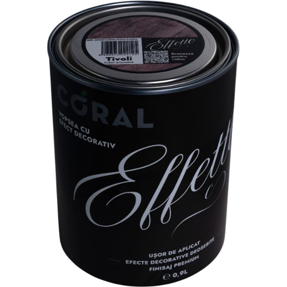 Vopsea decorativa interior Coral Effetto, pe baza de apa, tivoli, 0.9 l