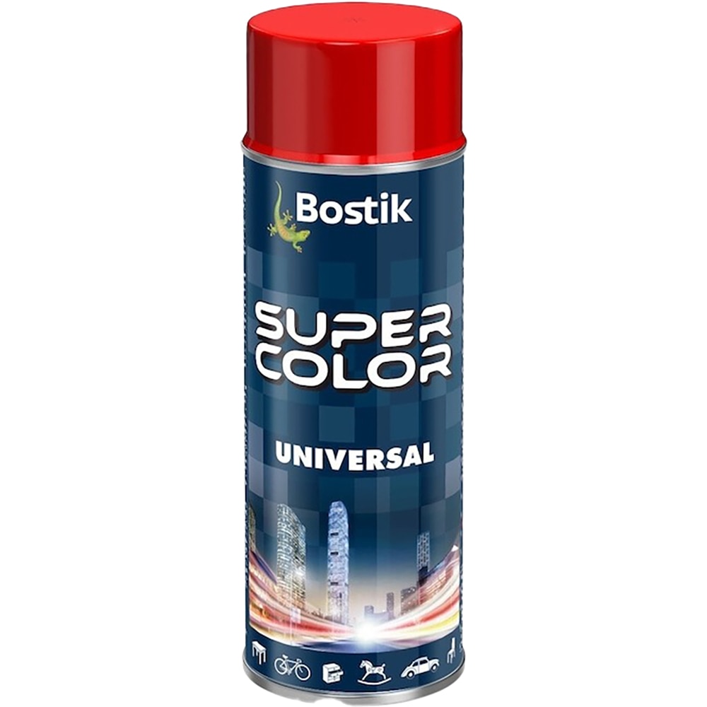 Vopsea spray universala Bostik Super Color RAL3020, rosu trafic, 400 ml