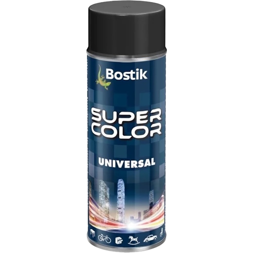 Vopsea spray universala Bostik Super Color RAL9005, negru intens mat, 400 ml