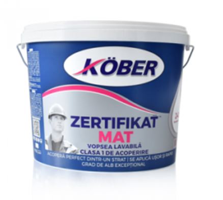 Vopsea lavabila Kober Zertifikat, alb mat, 15 L, Interior