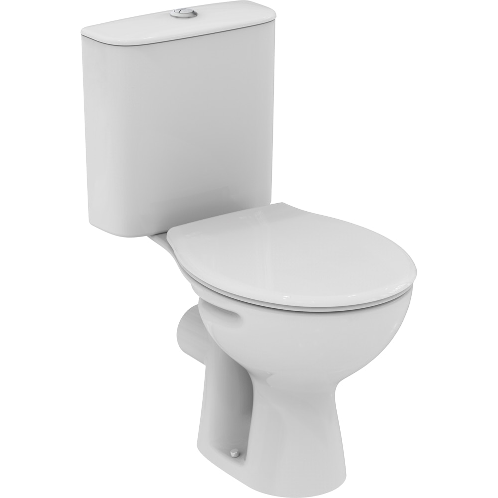 Set vas WC cu bideu IDEAL STANDARD Alpha W009601, ceramica, evacuare orizontala, rezervor 3/6l, capac, alb