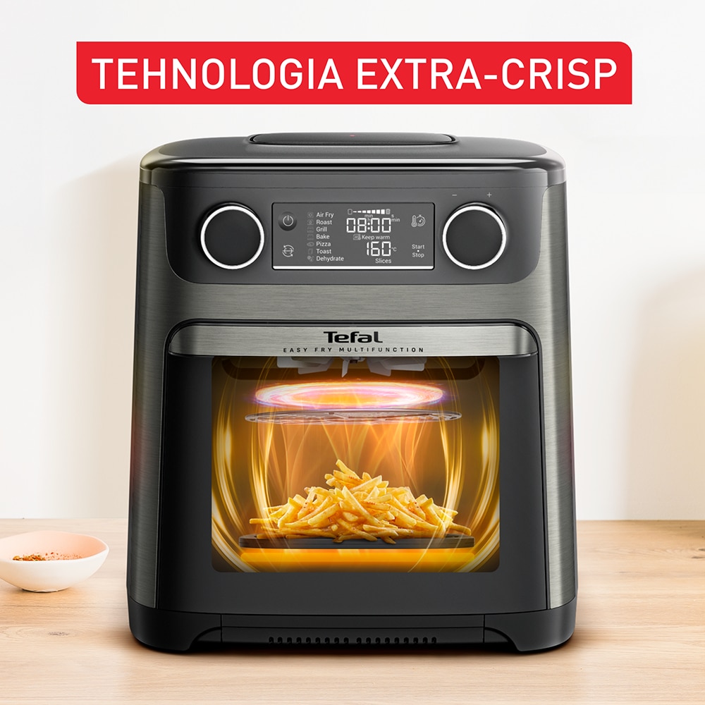 Friteuza cu aer cald TEFAL Easy Multifunction Fry FW5558E0, 15l, 1800W, negru