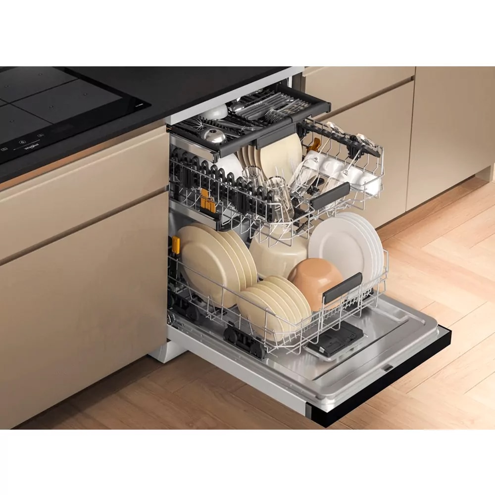 Masina de spalat vase independenta WHIRLPOOL W7F HS31, 6th Sense, 15 seturi, 8 programe, 60 cm, Clasa D, alb